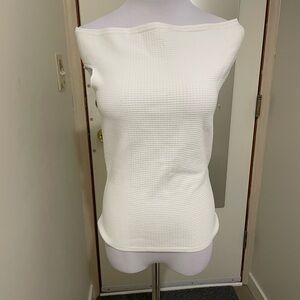 Reiss White Off-Shoulder Textured Top